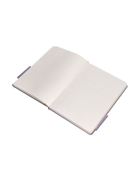 Cuaderno con gomilla antartik notes tapa dura a4 hojas puntos morado y amarillo 100 hojas 80 gr fsc