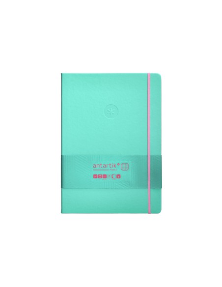 Cuaderno con gomilla antartik notes tapa dura a4 hojas cuadricula rosa y turquesa 100 hojas 80 gr fsc