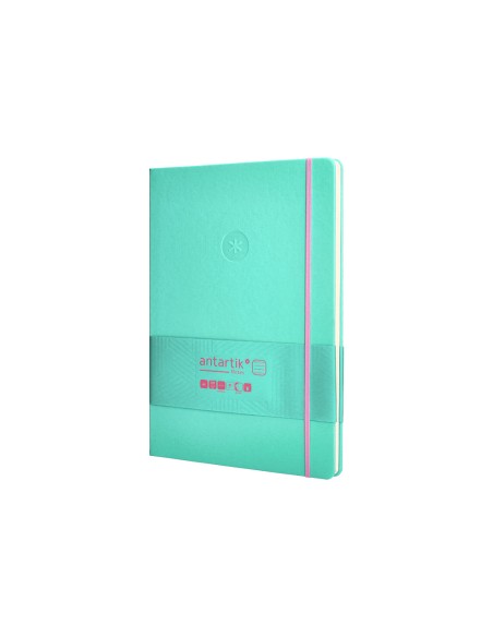 Cuaderno con gomilla antartik notes tapa dura a4 hojas rayas rosa y turquesa 100 hojas 80 gr fsc