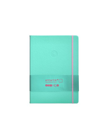 Cuaderno con gomilla antartik notes tapa dura a4 hojas puntos rosa y turquesa 100 hojas 80 gr fsc