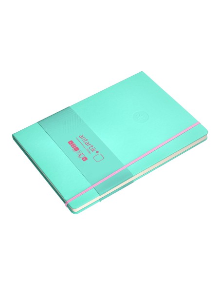 Cuaderno con gomilla antartik notes tapa dura a4 hojas lisas rosa y turquesa 100 hojas 80 gr fsc