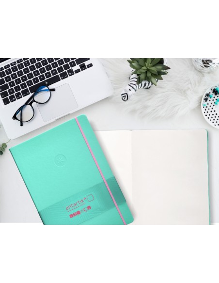 Cuaderno con gomilla antartik notes tapa dura a4 hojas lisas rosa y turquesa 100 hojas 80 gr fsc