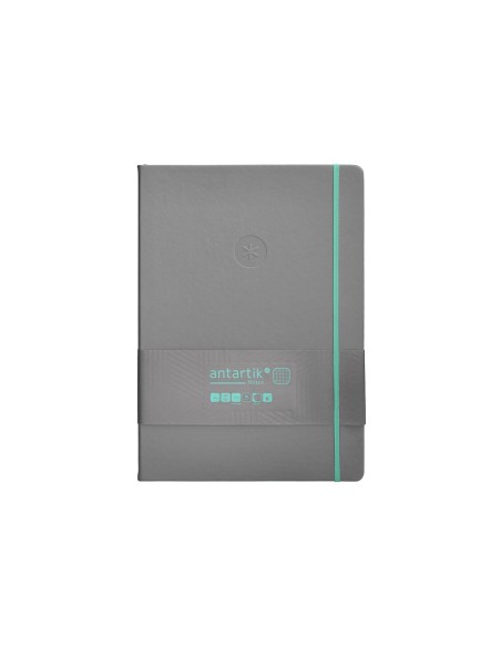 Cuaderno con gomilla antartik notes tapa dura a4 hojas cuadricula gris y turquesa 100 hojas 80 gr fsc