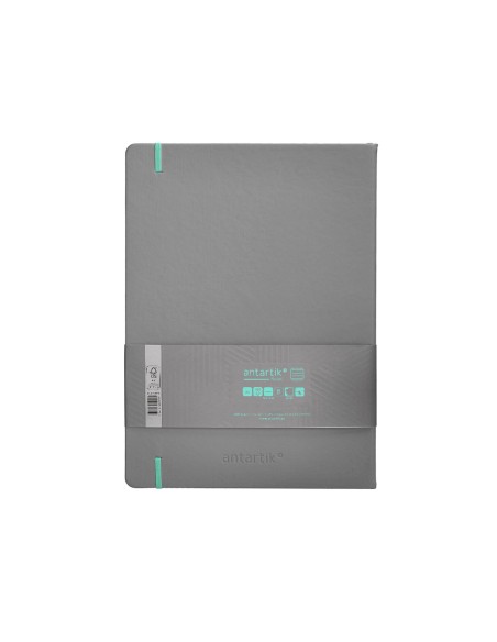 Cuaderno con gomilla antartik notes tapa dura a4 hojas rayas gris y turquesa 100 hojas 80 gr fsc