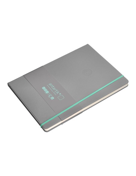 Cuaderno con gomilla antartik notes tapa dura a4 hojas puntos gris y turquesa 100 hojas 80 gr fsc