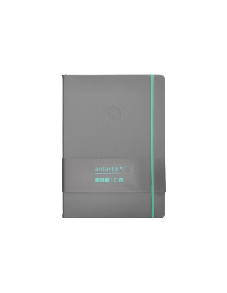Cuaderno con gomilla antartik notes tapa dura a4 hojas lisas gris y turquesa 100 hojas 80 gr fsc