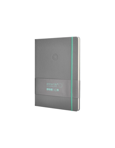 Cuaderno con gomilla antartik notes tapa dura a4 hojas lisas gris y turquesa 100 hojas 80 gr fsc