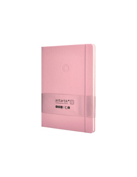 Cuaderno con gomilla antartik notes tapa dura a4 hojas cuadricula rosa pastel 100 hojas 80 gr fsc