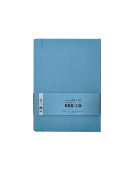 Cuaderno con gomilla antartik notes tapa dura a4 hojas rayas azul claro 100 hojas 80 gr fsc