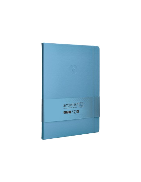 Cuaderno con gomilla antartik notes tapa dura a4 hojas rayas azul claro 100 hojas 80 gr fsc