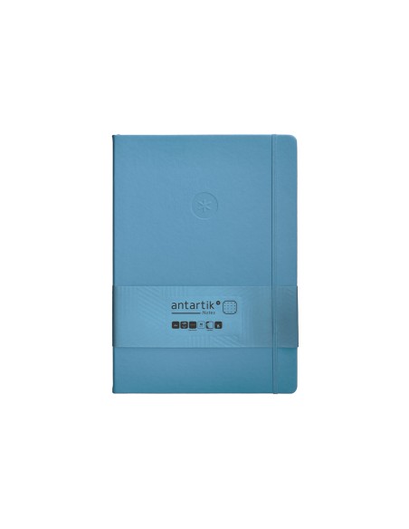 Cuaderno con gomilla antartik notes tapa dura a4 hojas puntos azul claro 100 hojas 80 gr fsc