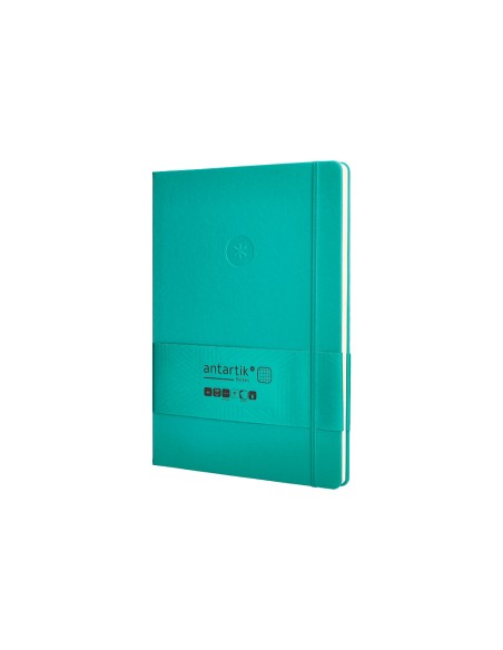 Cuaderno con gomilla antartik notes tapa dura a4 hojas cuadricula turquesa 100 hojas 80 gr fsc