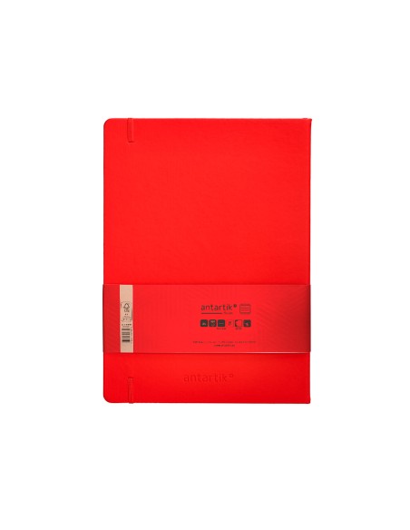 Cuaderno con gomilla antartik notes tapa dura a4 hojas rayas rojo 100 hojas 80 gr fsc