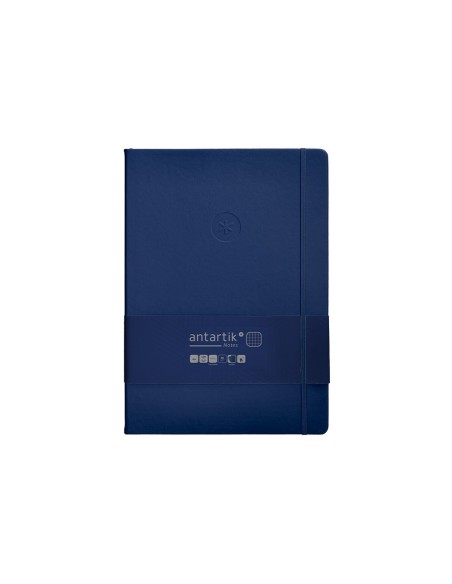 Cuaderno con gomilla antartik notes tapa dura a4 hojas cuadricula azul marino 100 hojas 80 gr fsc