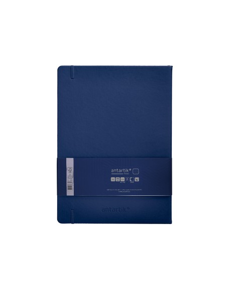 Cuaderno con gomilla antartik notes tapa dura a4 hojas puntos azul marino 100 hojas 80 gr fsc