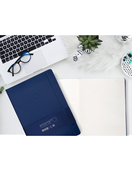 Cuaderno con gomilla antartik notes tapa dura a4 hojas lisas azul marino 100 hojas 80 gr fsc