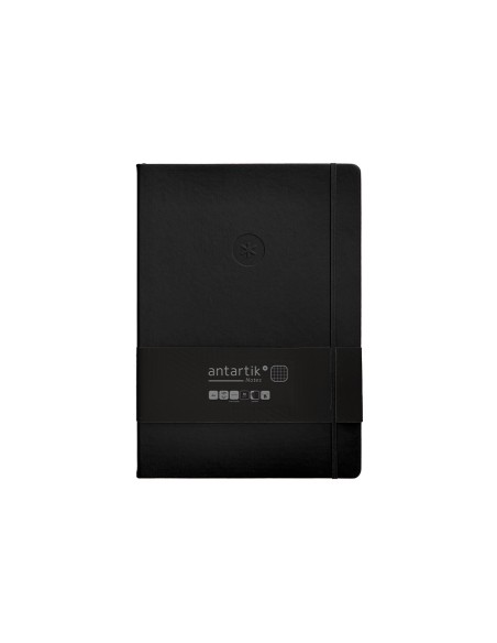 Cuaderno con gomilla antartik notes tapa dura a4 hojas cuadricula negro 100 hojas 80 gr fsc