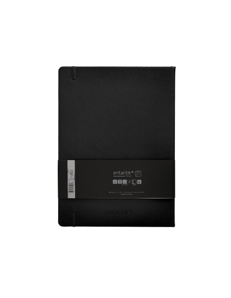 Cuaderno con gomilla antartik notes tapa dura a4 hojas cuadricula negro 100 hojas 80 gr fsc