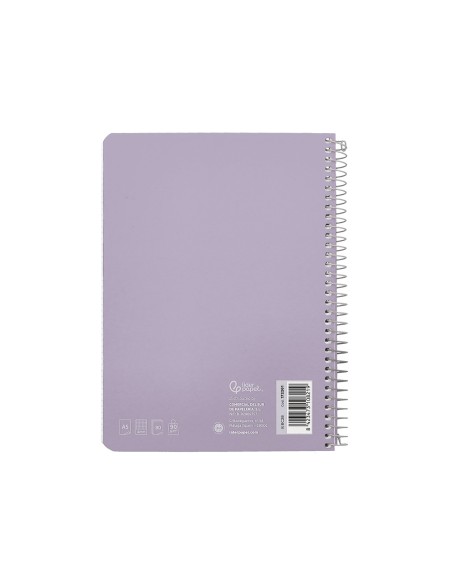 Cuaderno espiral liderpapel a5 witty tapa dura 80h 90gr cuadro 4mm con margen color violeta
