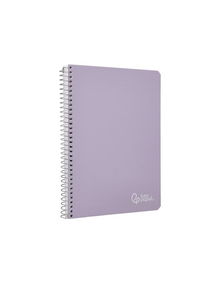 Cuaderno espiral liderpapel a5 witty tapa dura 80h 90gr cuadro 4mm con margen color violeta