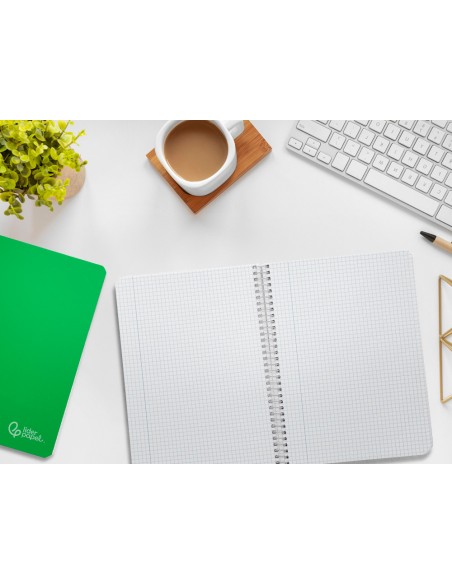 Cuaderno espiral liderpapel a5 witty tapa dura 80h 90gr cuadro 4mm con margen color verde