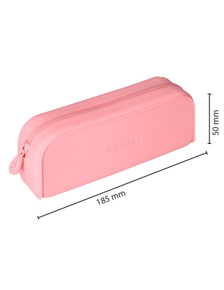 Estuche portatodo antartik prisma silicona soft rectangular 185x50x75 mm rosa chicle