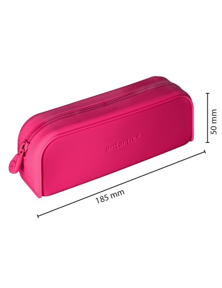 Estuche portatodo antartik prisma silicona soft rectangular 185x50x75 mm rosa fucsia