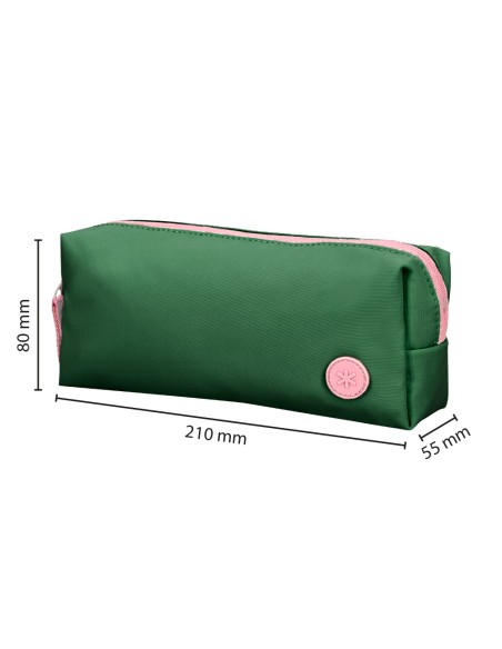 Estuche portatodo antartik basic pack 1 compartimento verde compañero mochila 80x55x210 mm
