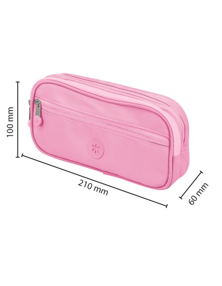 Estuche portatodo antartik fusion flex 3 cremalleras rosa compañero mochila 100x60x220 mm