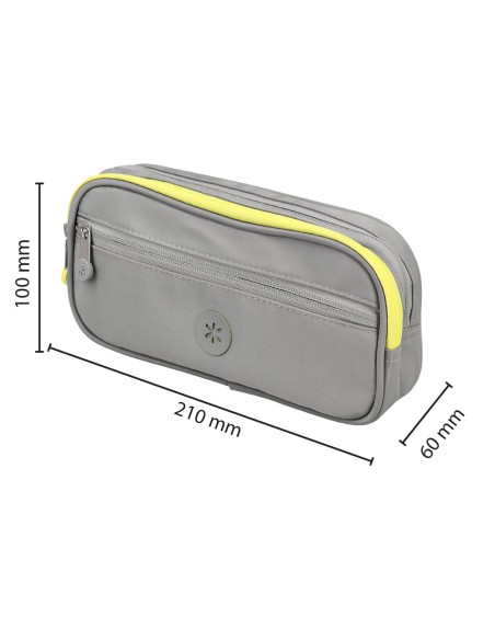 Estuche portatodo antartik fusion flex 3 cremalleras gris compañero mochila 100x60x220 mm