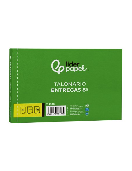 Talonario liderpapel entregas 8º original y 2 copias t328 apaisado