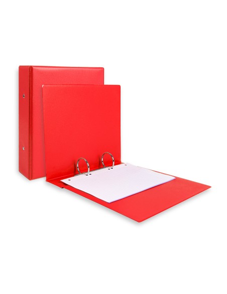 Carpeta de 2 anillas 40 mm redondas liderpapel a5 carton forrado pvc rojo