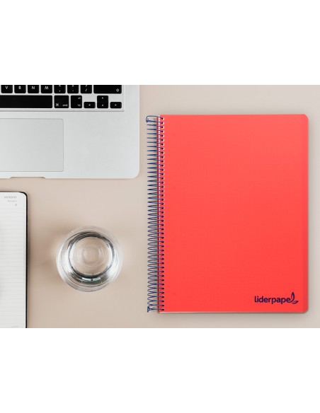 Cuaderno espiral liderpapel a4 micro wonder tapa plastico 120h 90gr horizontal 5 bandas 4 taladros colores