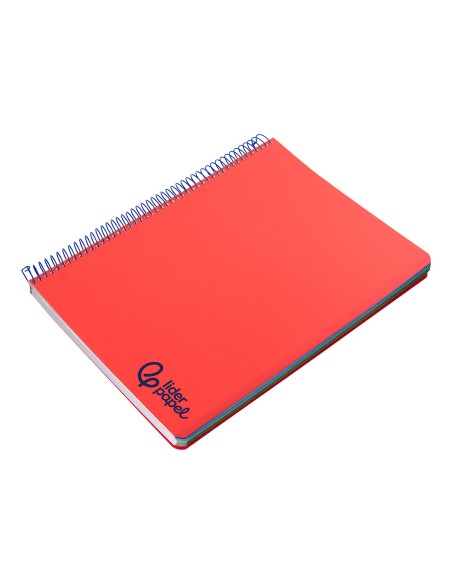 Cuaderno espiral liderpapel a4 micro wonder tapa plastico 120h 90gr horizontal 5 bandas 4 taladros colores