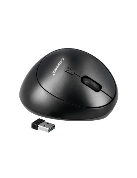 Raton q-connect optico inalambrico ergonomico vertical dpi 800/1200/1600 pila aa negro
