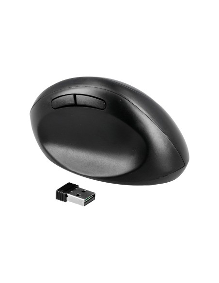 Raton q-connect optico inalambrico ergonomico vertical dpi 800/1200/1600 pila aa negro