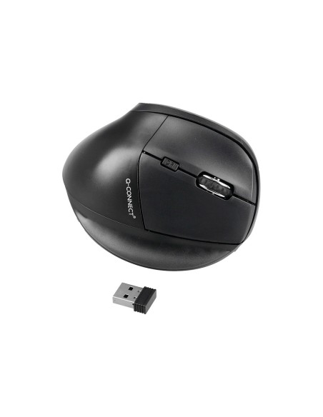 Raton q-connect optico inalambrico ergonomico vertical dpi 800/1200/1600 bateria recargable negro