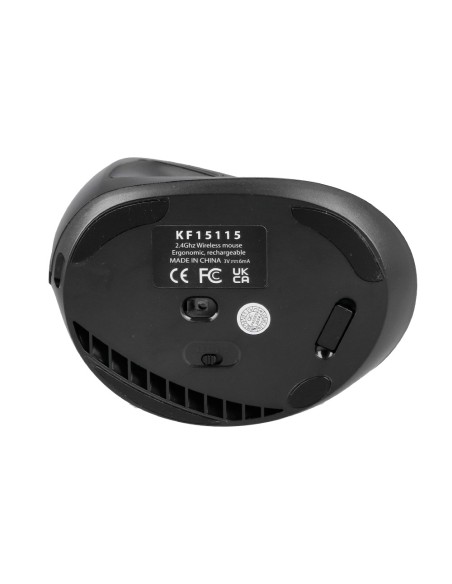 Raton q-connect optico inalambrico ergonomico vertical dpi 800/1200/1600 bateria recargable negro