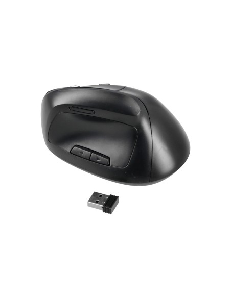 Raton q-connect optico inalambrico ergonomico vertical dpi 800/1200/1600 bateria recargable negro