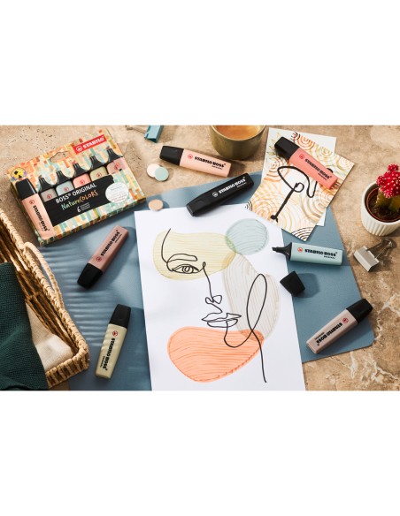 Rotulador stabilo boss pastel fluorescente 70 nature colors verde tierra