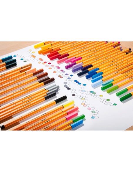 Rotulador stabilo punta de fibra point 88 pastel love estuche de carton de 12 unidades colores surtidos