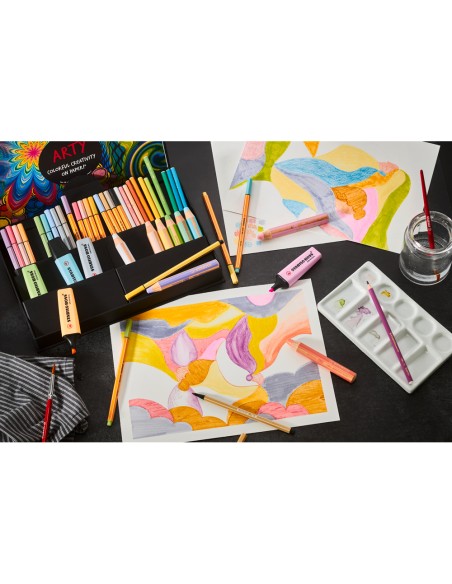 Set stabilo creativo arty line pastel 50 unidades surtidas