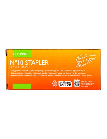 Grapadora q-connect kf14212 plastico capacidad 10 hojas usa grapas numero 10