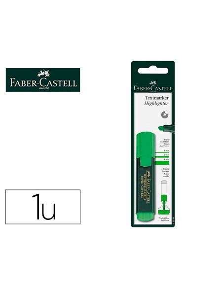 Rotulador faber castell fluorescente textliner 48 verde blister de 1 unidad