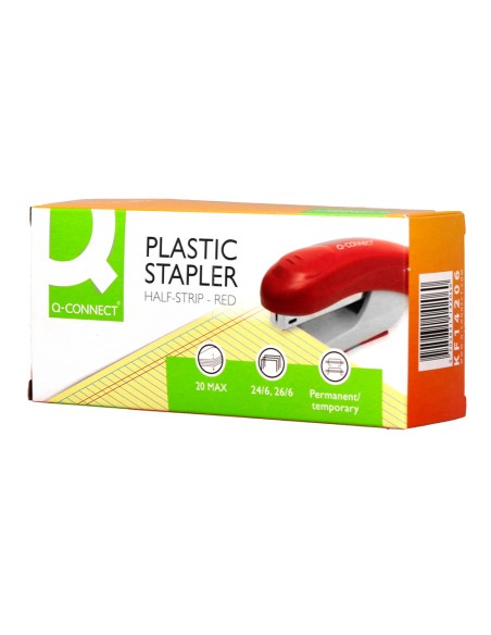 Grapadora q-connect kf14206 plastico abs roja capacidad 20 hojas
