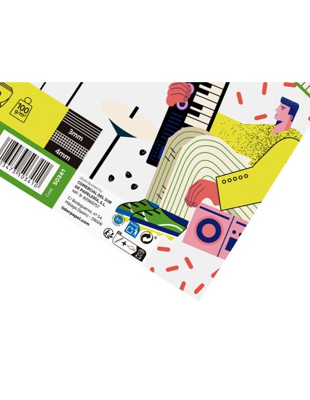 Bloc musica liderpapel combi pentagrama 3mm mas cuadricula de 4mm para anotaciones cuarto20 hojas 100g/m2