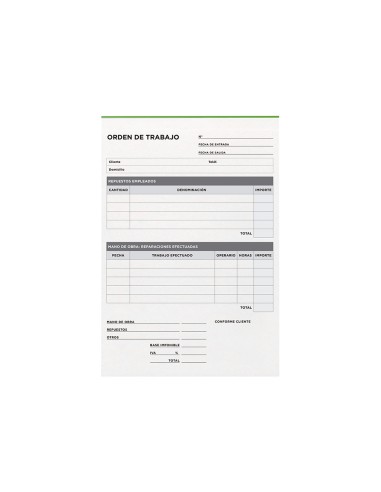 Talonario liderpapel orden de trabajo cuarto...