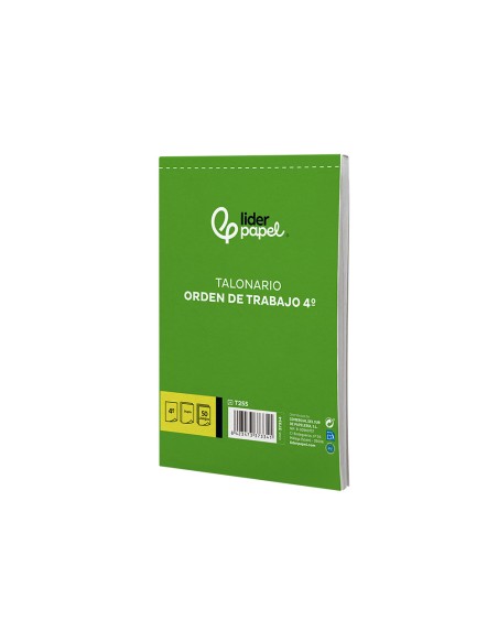 Talonario liderpapel orden de trabajo cuarto original y copia t255