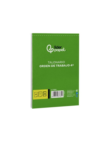 Talonario liderpapel orden de trabajo cuarto original y copia t255