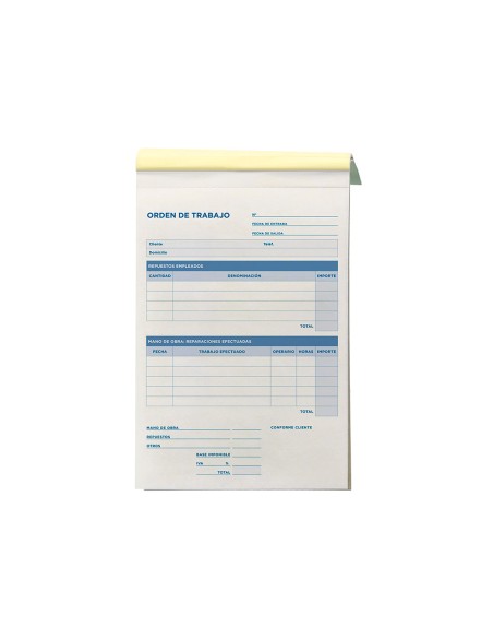 Talonario liderpapel orden de trabajo cuarto original y copia t255